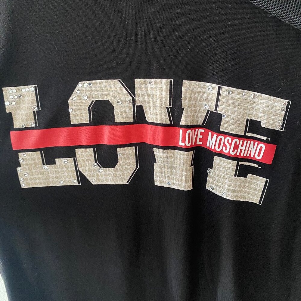 Love Moschino Y2K | Black LOVE Logo Mesh Club T-Shirt Dress | Size 6 - Picture 4 of 11